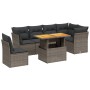 Set Divani da Giardino 7 pz con Cuscini Grigio in Polyrattan