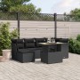 Set Divani da Giardino con Cuscini 7pz Nero Polyrattan