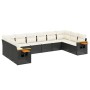 Set Divani da Giardino 10pz con Cuscini in Polyrattan Nero