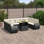 Set Divani da Giardino 10pz con Cuscini in Polyrattan Nero