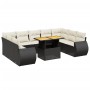 Set Divani da Giardino 10pz con Cuscini in Polyrattan Nero