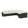 Set Divani da Giardino 10pz con Cuscini in Polyrattan Nero