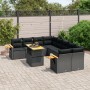 Set Divani da Giardino 9 pz con Cuscini Nero in Polyrattan