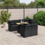 Set Divani da Giardino con Cuscini 8 pz Nero in Polyrattan