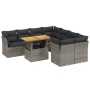 Set Divano da Giardino 9 pz con Cuscini Grigio in Polyrattan