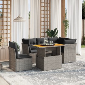 Set Divano da Giardino 5 pz con Cuscini Grigio in Polyrattan