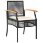 Set Divani da Giardino 4 pz con Cuscini Nero in Polyrattan