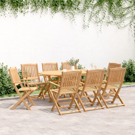 Set da Pranzo da Giardino 9 pz Legno Massello di Acacia