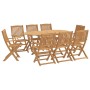 Set da Pranzo da Giardino 9 pz Legno Massello di Acacia