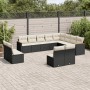 Set Divani da Giardino 12 pz con Cuscini Nero in Polyrattan