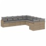 Set Divano da Giardino 10 pz con Cuscini Beige Misto Polyrattan