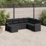 Set Divani da Giardino con Cuscini 7pz Nero Polyrattan