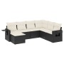 Set Divani da Giardino con Cuscini 7pz Nero Polyrattan