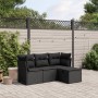 Set Divani da Giardino 4 pz con Cuscini Nero in Polyrattan