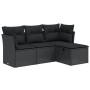 Set Divani da Giardino 4 pz con Cuscini Nero in Polyrattan