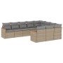 Set Divano da Giardino 10 pz con Cuscini Beige Misto Polyrattan