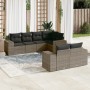 Set Divani da Giardino 7 pz con Cuscini Grigio in Polyrattan