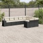 Set Divani da Giardino 9 pz con Cuscini Nero in Polyrattan