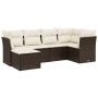 Set Divano da Giardino 6 pz con Cuscini Marrone in Polyrattan