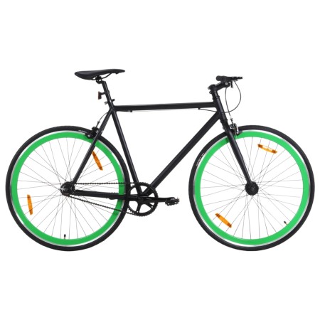 Bicicletta a Scatto Fisso Nera e Verde 700c 55 cm