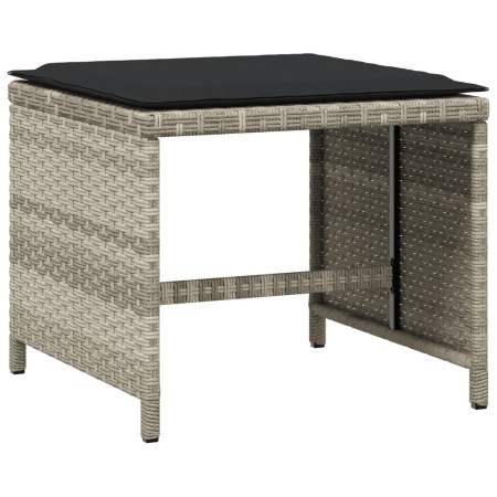 Set da Pranzo da Giardino 15 pz con Cuscini Grigio Polyrattan