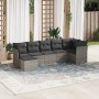 Set Divani da Giardino 7 pz con Cuscini Grigio in Polyrattan