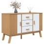 Credenza OLDEN Bianca e Marrone 114x43x73,5 cm Massello di Pino