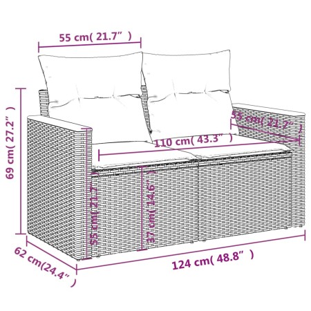 Set Divano da Giardino 8 pz con Cuscini Grigio in Polyrattan