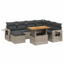 Set Divano da Giardino 8 pz con Cuscini Grigio in Polyrattan