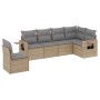 Set Divano da Giardino 6 pz con Cuscini Beige in Polyrattan