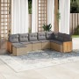 Set Divano da Giardino 8 pz con Cuscini Beige in Polyrattan