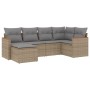 Set Divano da Giardino 6 pz con Cuscini Beige Misto Polyrattan