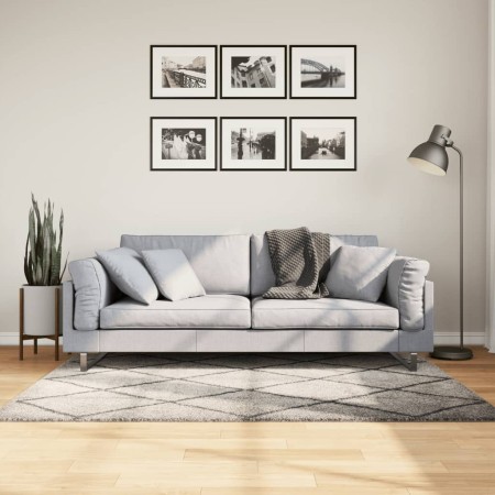 Tappeto Shaggy PAMPLONA Pelo Lungo Beige e Antracite 120x170 cm