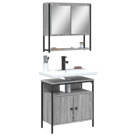 Set Mobili da Bagno 2 pz Grigio Sonoma in Legno Multistrato