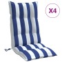 Cuscini Sedia Schienale Alto 4 pz Bianco e Blu Tessuto Oxford