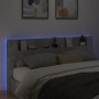 Testiera con Contenitore a LED Grigio Cemento 220x16,5x103,5 cm