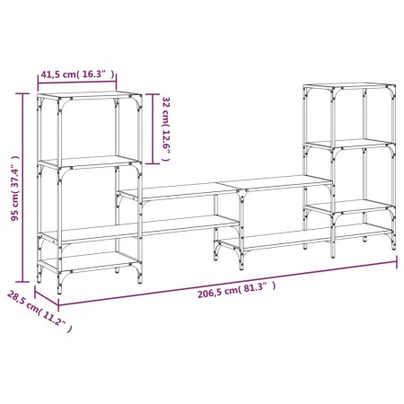 Mobile Porta TV Grigio Sonoma 206,5x28,5x95cm Legno Multistrato