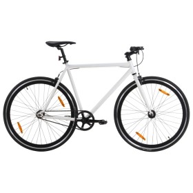 Bicicletta a Scatto Fisso Bianca e Nera 700c 51 cm