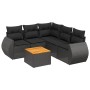 Set Divano da Giardino 6 pz con Cuscini Nero in Polyrattan