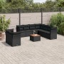 Set Divani da Giardino 11 pz con Cuscini in Polyrattan Nero