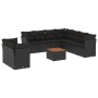 Set Divani da Giardino 11 pz con Cuscini in Polyrattan Nero