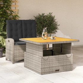 Set da Pranzo da Giardino 2 pz con Cuscini in Polyrattan Grigio