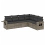 Set Divano da Giardino 6 pz con Cuscini Grigio in Polyrattan