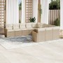 Set Divani da Giardino 11 pz con Cuscini Beige in Polyrattan