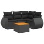 Set Divani da Giardino 5 pz con Cuscini in Polyrattan Nero