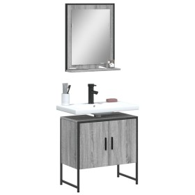 Set Mobili da Bagno 2 pz Grigio Sonoma in Legno Multistrato