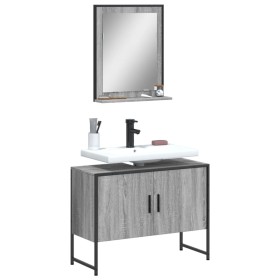 Set Mobili da Bagno 2 pz Grigio Sonoma in Legno Multistrato