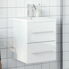 Mobile da Bagno con Lavabo Integrato Bianco Lucido