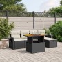 Set Divano da Giardino 6 pz con Cuscini Nero in Polyrattan