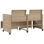 Divano Giardino 2 Posti con Tavolo e Sgabelli Beige Polyrattan